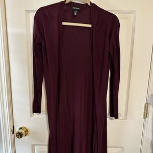 White House Black Market full length burgundy duster